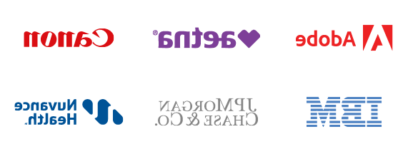 MBA雇主的标志:奥多比系统公司.、安泰、佳能美国、IBM、摩根大通、纽万斯健康